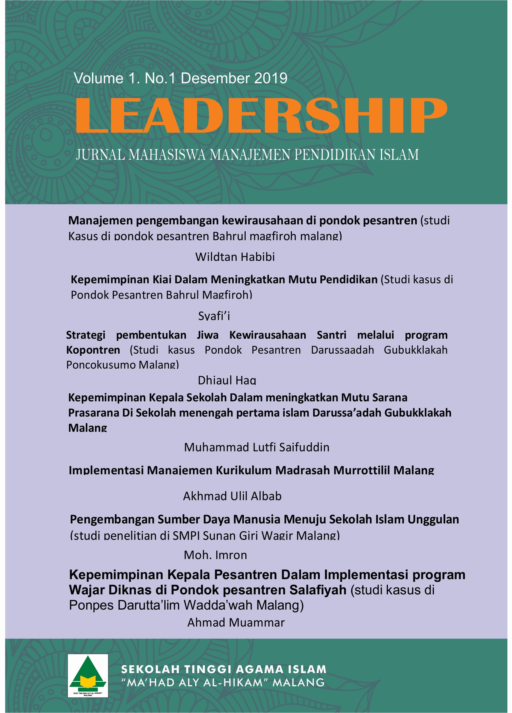 Leadership: Jurnal Mahasiswa Manajemen Pendidikan Islam